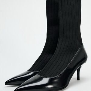 Zara Elegant Black Women's Heeled Sock Boots